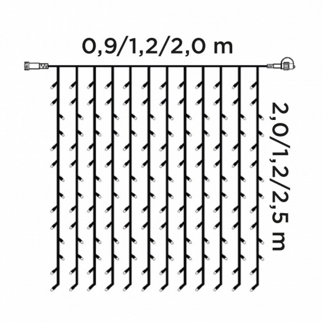 LED svetleća ledenica Crystaline 2x2,5m 500 kom toplo bela KAT 321-7